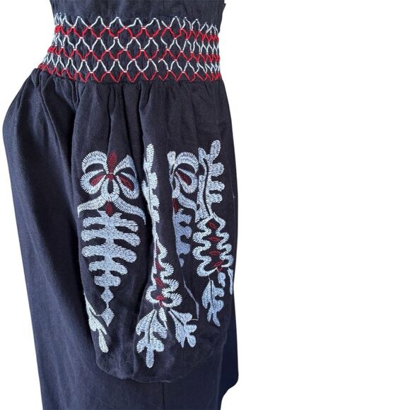 Rebellion Navy Blue Embroidered Off-Shoulder Mini Dress | EUC | S - Picture 5 of 9